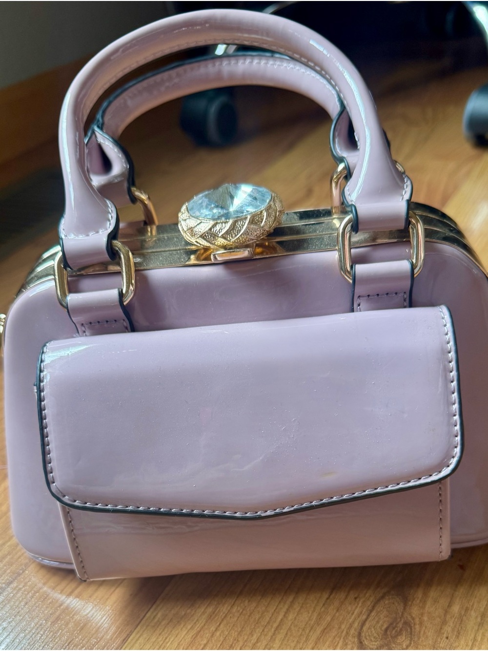 Luxe Patent Mini Satchel Handbag in Light Lilac